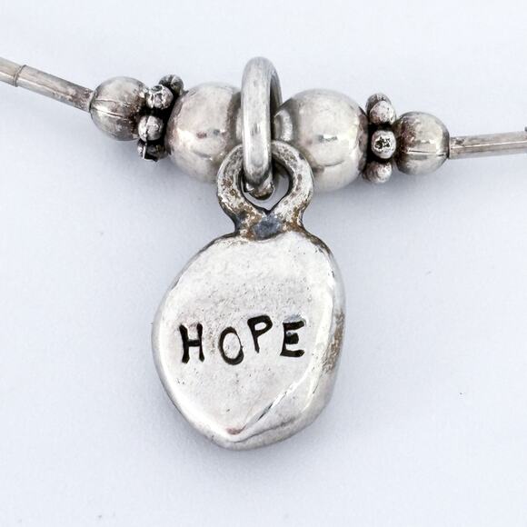 Vintage USA Sterling Silver 925 Beaded Anklet with HOPE Charm 10.25” - Picture 4 of 6